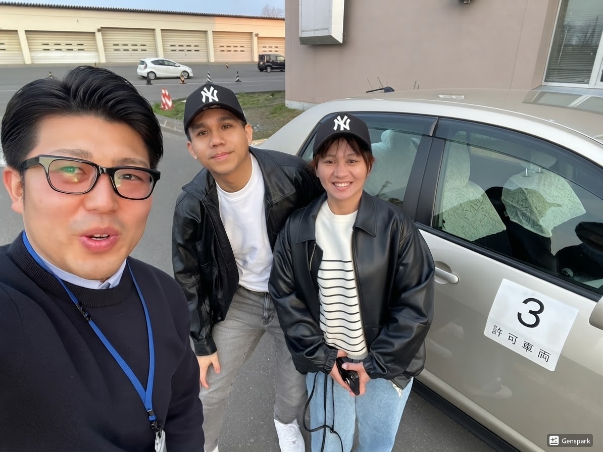Jennifer and Patrick passing their driving test at Teine